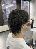 爽やか無造作波巻き メンズマッシュウルフ