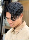 センターパート/波巻きパーマ/スパイラルパーマ/men's