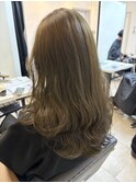 オリーブカラーオリーブベージュレイヤーカット韓国風10代20代