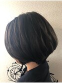 カーキグレージュ×ナチュラルショートボブ【津田沼】