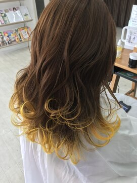 ガーデン アクロスプラザ足利店(garden) 外ハネ/裾カラー/ハニーレモン