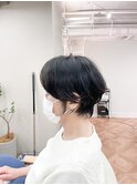 ショートヘア_マロンベージュ Aラインボブ かきあげ