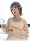 大人かわいい前髪セシルカットココアブラウンフリンジウェーブ
