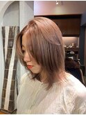 ダブルカラーベージュカラーケアブリーチカラーハイトーンボブ