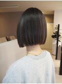 切りっぱなしボブ ニュアンスハイライト