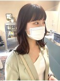 切りっぱなし　タッセルボブ　チェリーブラウン　ワインレッド
