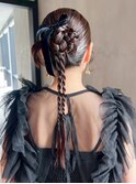 おくれ毛ロング暗めカラー韓国ヘア顔周りレイヤー_ba565011