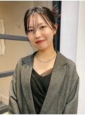 ヘアセット シースルーバング　ヘアアレンジ　アップヘア 前髪