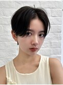斜めバング、小顔ショート、前髪パーマ
