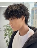 カルマパーマ/ベリーショート/ダークアッシュ/ニュアンスパーマ