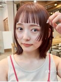 姫カット×暖色カラーのミディアム