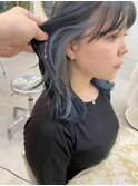 ブルーカラーフェイスフレーミング◎インナーカラー☆くびれボブ