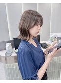 オリーブグレー/前髪/ボブ/マロンベージュ/レイヤーカット/小顔