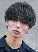 メンズシースルーマッシュニュアンスパーマシャドウパーマテテ風