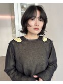 ダークパープル/レイヤーボブ/顔周りレイヤー/ミルクブラウン