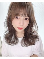 ひし形くびれカット（前髪大人かわいいココアブラウン）