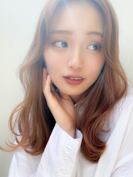 ソア 渋谷(soar) 大人可愛いブリーチなしオレンジベージュゆるふわパーマミディ