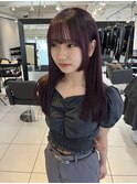 ▲ブリーチカラー韓国風ボルドーカラー姫カットロング髪質改善