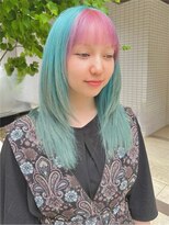 プール(POOL) 【TAISEI】カット+ツートンカラー(ターコイズ×ピンク)