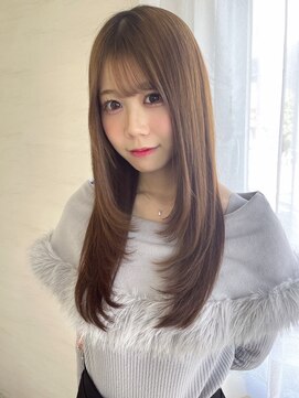 ルイマダーナ 栄店(LOUIMADNA) レイヤーカット ブラウンベージュ 小顔レイヤー ストレート