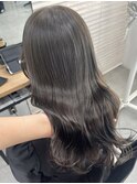 ブリーチなし_オリーブグレージュ_透明感カラー_くびれヘア