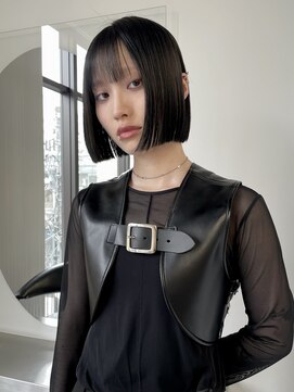 ステン(sten) 切りっぱなしボブ/ストレートボブ/地毛風カラー/黒髪ボブ