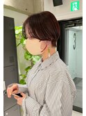 ハンサムショート大人グレージュ暗髪ショートボブ20代30代40代
