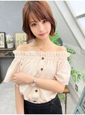 切りっぱなしボブ　外ハネボブ　イメチェン　美髪　ワイドバング