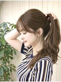 レイヤーカット/顔周り/ブリーチなしカラー/ライトベージュ