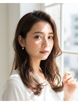 ラディシュ さがみ野(RADISH)&nbsp;髪質改善カラーくびれ巻き髪ロングヘア透明グレージュ