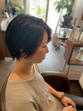 ヘアストーリー リズム(hair story r ism) 暗髪ハンサムショート♪グレージュカラー♪30代40代50代