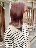 ラミエバイメルト 下北沢(lamie by melt)&nbsp;切りっぱなしボブ外ハネくびれ暖色ブラウンオレンジベージュ艶感