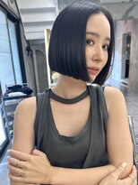 サイン 渋谷(SIGN)&nbsp;韓国ボブハッシュカットレイヤーカットグレージュブリーチ無し