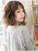 ■ナチュラルブラウンゆるふわカールボブパーマ402上尾20代30代