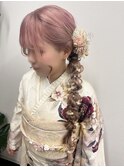 サイド編みおろし/成人式/ヘアセット