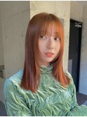 暖色カラー アプリコットオレンジ ブリーチなしカラー