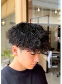 大分メンズ刈り上げマッシュ波巻きスパイラルパーマスタイル