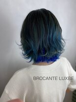 ブロカント ラックスビー 立川北口店(BROCANTE LUXBE) 青髪 wカラー インナーカラー ツートンカラー ハイライト