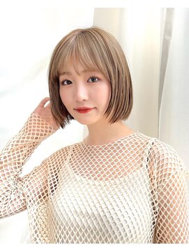 アフロートリノ(AFLOAT Leino) 【修】20代30代40代◎透明感カラー×韓国切りぱなしボブ