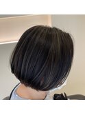 白髪ぼかしハイライト、美髪矯正、ショートボブ