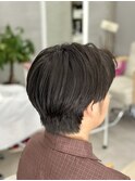 メンズカット七三ツーブロック黒髪
