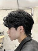 フェザーショートダウンパーマスパイキーカルマヘア束感