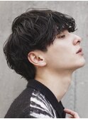 渋谷フェザーパーマ刈り上げフェザーショートビジネスメンズヘア