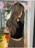 【n】極細ハイライトロングレイヤー,アッシュミルクティベージュ