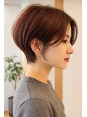 【LE】耳掛け/ショート/美髪/レイヤー/ブラウン