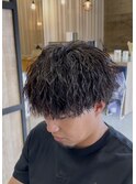 刈り上げツーブロックツイストスパイラルパーマ