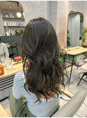 オリーブベージュ×ロングレイヤー