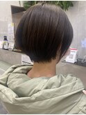 30代40代小顔ヘア簡単スタイリング暗めカラー丸みショートボブ