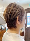 大人ショート/白髪ぼかしハイライト/シルキーベージュ/40代/50代