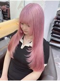9134ミルクティーピンクハイトーンカラー韓国艶髪レイヤーカット